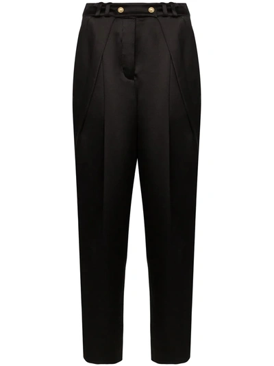 Balmain Tapered Silk-satin Trousers In Black
