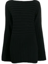 TOTÊME WIDE SLEEVE RIBBED KNITTED TOP