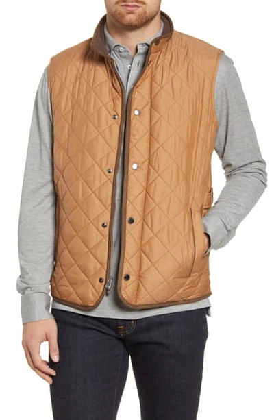 Peter Millar Essex Quilted Vest In Bullet Brown