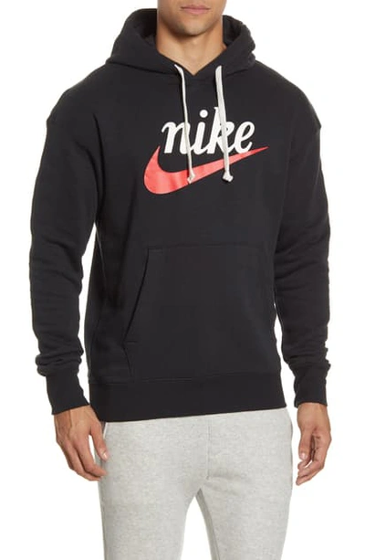 Nike Heritage Graphic Logo Hooded Sweatshirt In Black