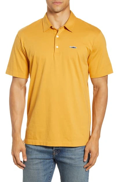 Patagonia Trout Fitz Roy Regular Fit Organic Cotton Polo In Glyph Gold