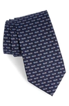 Ferragamo Old School Race Car Print Silk Tie In F.marine