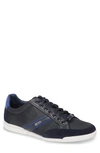 Hugo Boss Boss Suede Trim Saturn Low-top Sneakers In Dark Blue