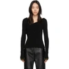 BOTTEGA VENETA BLACK BOUCLÉ DRAPED SWEATER