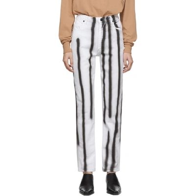Eckhaus Latta High-waisted Stripe Skinny Trousers In Black Spray Paint