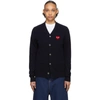 COMME DES GARÇONS PLAY COMME DES GARCONS PLAY NAVY MENS FIT HEART PATCH CARDIGAN