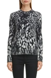 SAINT LAURENT SNOW LEOPARD JACQUARD SWEATER,609284YAMP2