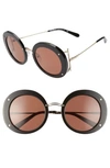 Ferragamo 52mm Gancio Round Sunglasses In Black