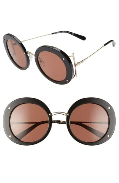 Ferragamo 52mm Gancio Round Sunglasses In Black