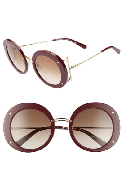 Ferragamo 52mm Gancio Round Sunglasses In Bordeaux