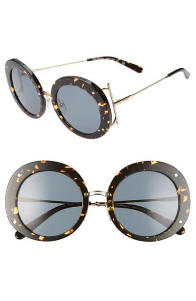 Ferragamo Round Acetate Sunglasses In Havana Vintage