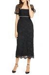 SELF-PORTRAIT BEAD TRIM LACE MIDI DRESS,RS20-045