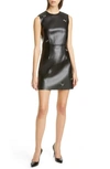 Burberry Coleta Grommet Embellished Faux Leather Minidress In Black