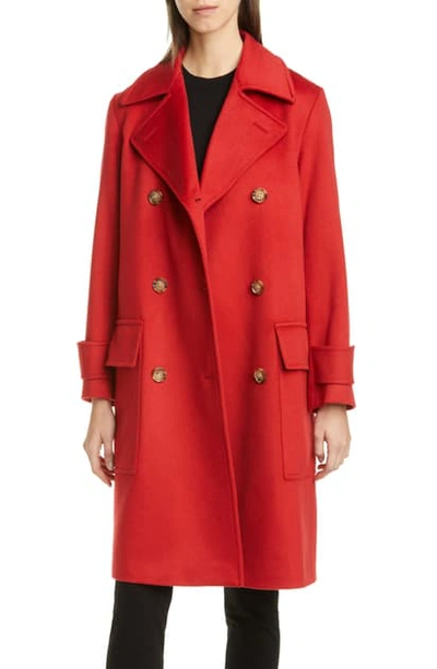 Burberry Earsdon Double Breasted Cashmere Coat In Deep Red
