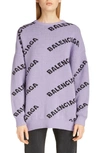 BALENCIAGA LOGO JACQUARD STRETCH WOOL SWEATER,581027T1473