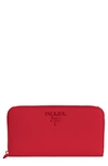 Prada Monochrome Zip Around Wallet In Fuoco