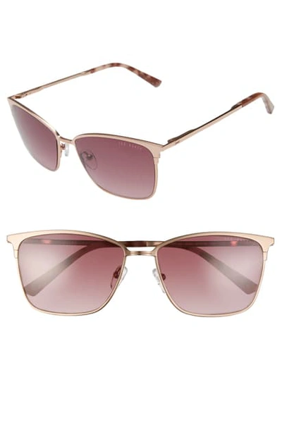 Ted Baker 57mm Gradient Rectangle Sunglasses In Rose Gold