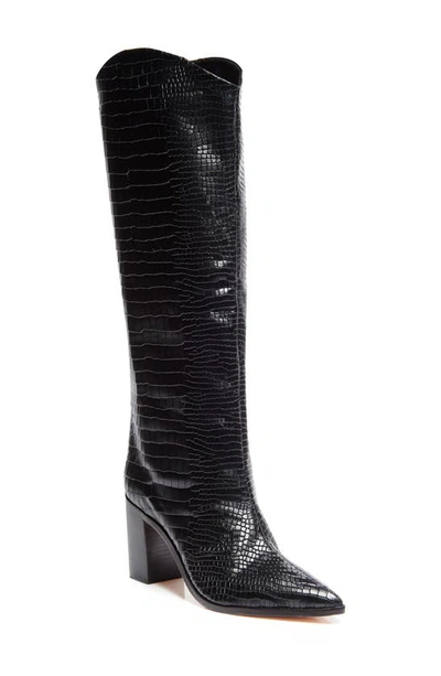 SCHUTZ MARYANA POINTED TOE BLOCK HEEL KNEE HIGH BOOT,S2013200680005