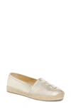 Saint Laurent Logo-embossed Metallic Leather Espadrilles In Pale Gold