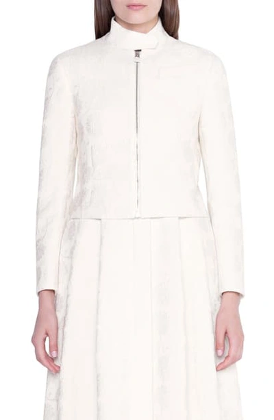 Akris Floral Jacquard Crop Jacket In Jasmine