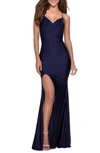 LA FEMME JERSEY COLUMN GOWN,28518