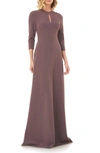 Kay Unger Hannah Stretch Crepe A-line Gown In Mink