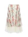 RED VALENTINO PLEATED WITH POINT DESPRIT SKIRT,11172346