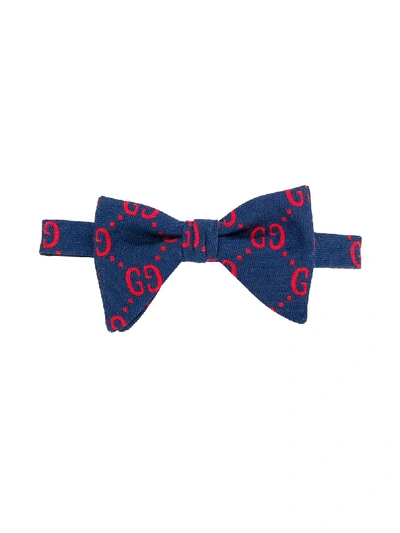 Gucci Kids' Monogram Bow Tie In Blue