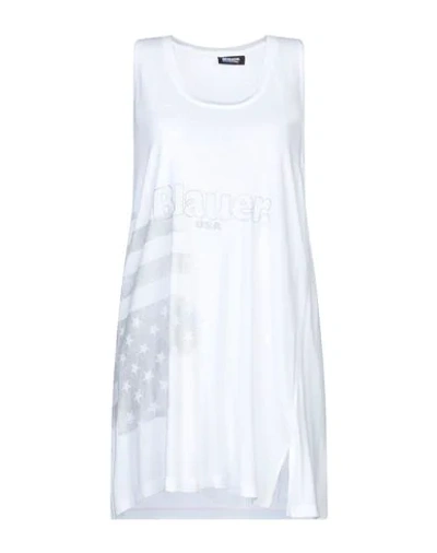 Blauer Tank Top In White