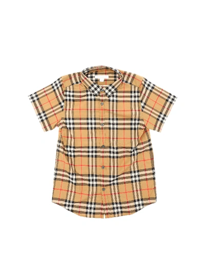 Burberry Kids' Kb5 Fred Check Fabric Shirt In Beige