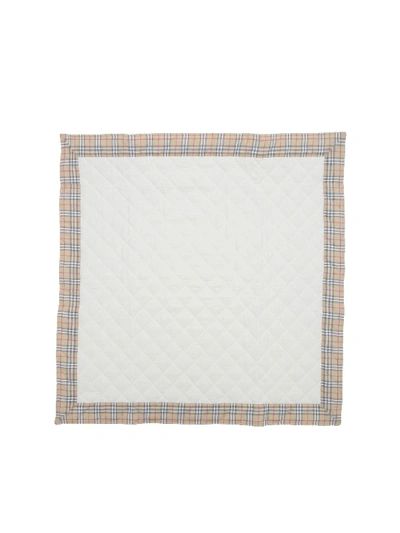 Burberry Quilted Blanket With Check Print In White