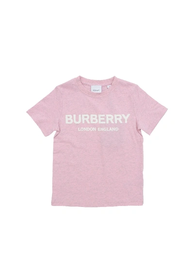 Burberry Kids' Logo Printed T-shirt In Melange Pink