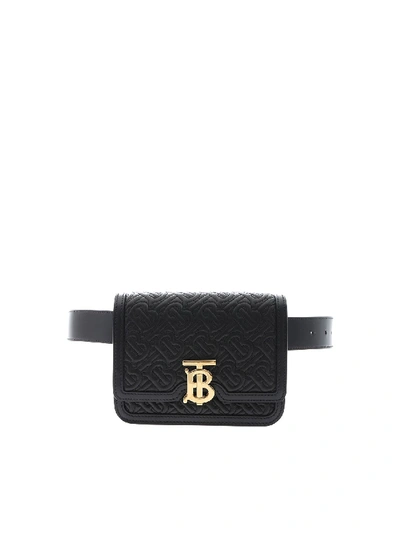 Burberry Leather Quilted Monogram Belt Bag In Black