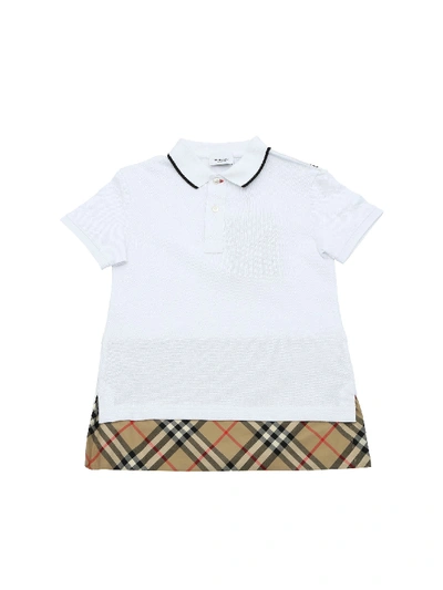 Burberry Kids' White Polo Shirt With Black Logo