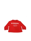 BURBERRY RED T-SHIRT WITH HORSEFERRY PRINT