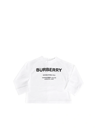 Burberry Kids' White T-shirt With Horseferry Print