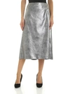 INCOTEX FLARED SKIRT IN SILVER ECO-LEATHER
