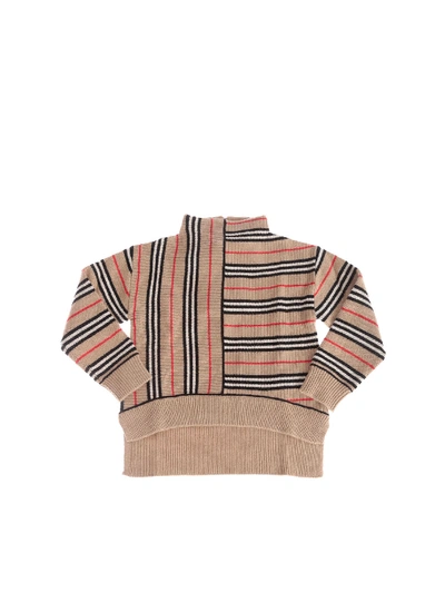 Burberry Kids' Bianca Pullover With Striped Pattern In Beige