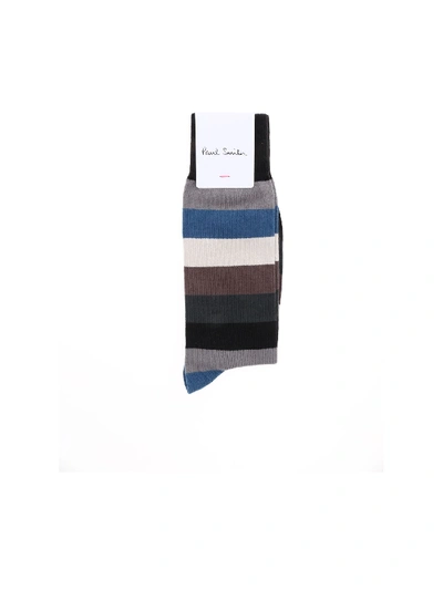 Paul Smith Black Socks With Hammer Stripe Pattern In Multi