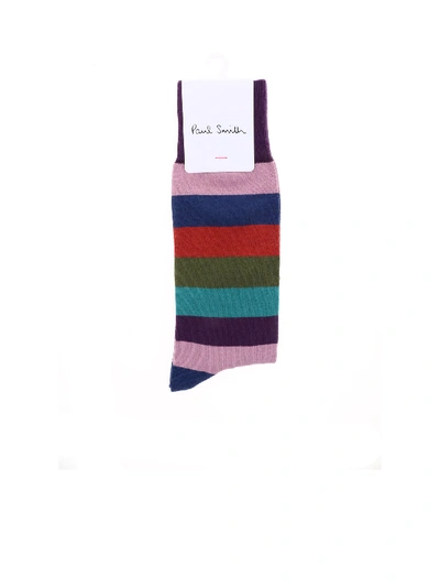 Paul Smith Purple Socks With Hammer Stripes Pattern In Multi