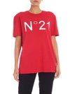 N°21 RED T-SHIRT WITH WHITE LOGO PRINT