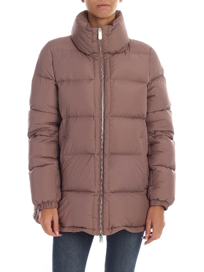 Add Down Jacket In Mauve Color With Metal Logo In Purple