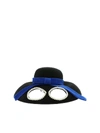 VIVETTA BLACK HAT WITH GLASSES AND BLUE RIBBON