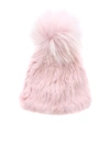 YVES SALOMON PINK HAT WITH POM-PON