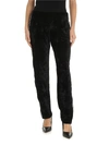 MOSCHINO BLACK VELVET TROUSERS WITH BRANDED SIDE BANDS