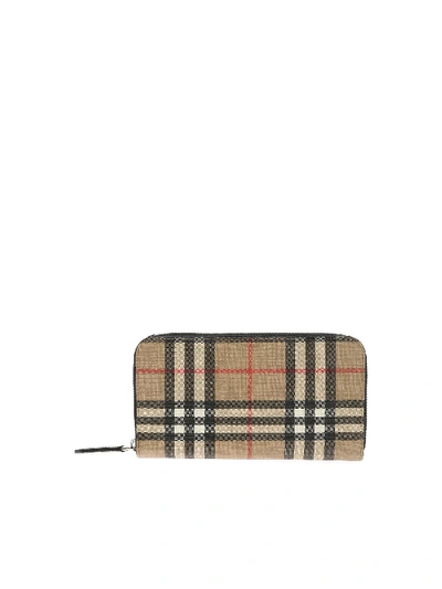 Burberry Lg Vintage Check Wallet In Beige