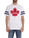 DSQUARED2 WHITE T-SHIRT WITH CATEN PRINT