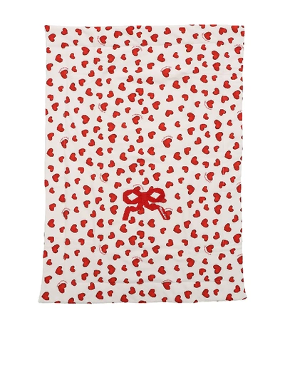 Monnalisa Padded Blanket With Hearts Print In Red