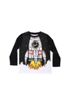 Stella Mccartney Bicolor Long Sleeve T-shirt With Shuttle Print In Black