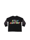 STELLA MCCARTNEY BLACK SWEATSHIRT WITH MULTICOLOR LOGO PRINT